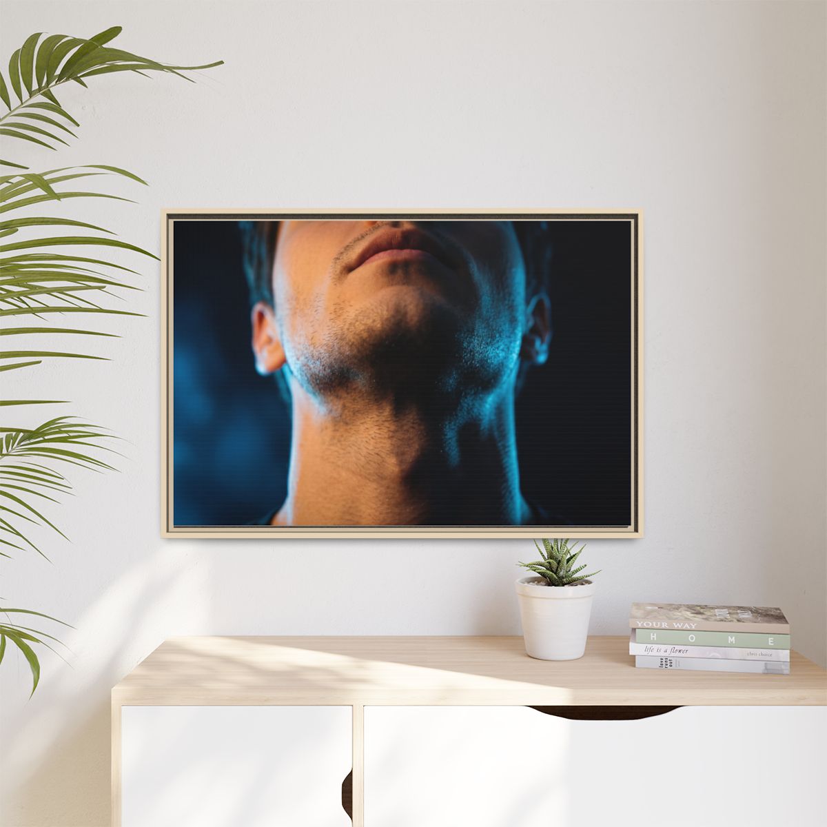 Matte Canvas, Framed - Neon Shadows Cinematic Portrait Art...