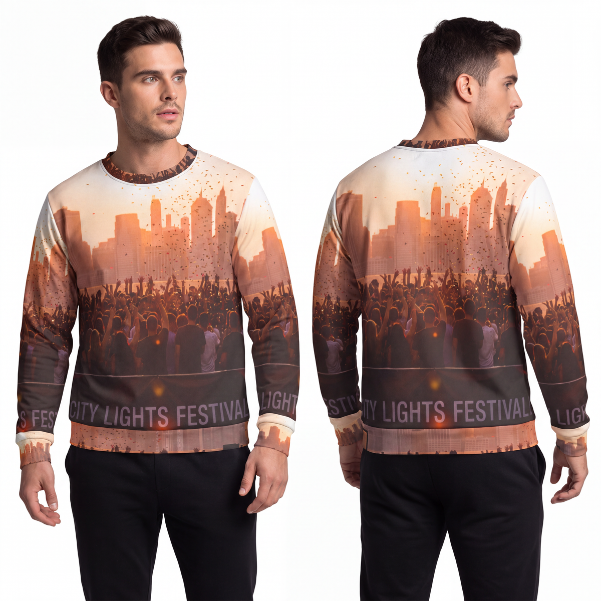 Men's Sweatshirt - City Lights Festival | Echovira Gallery