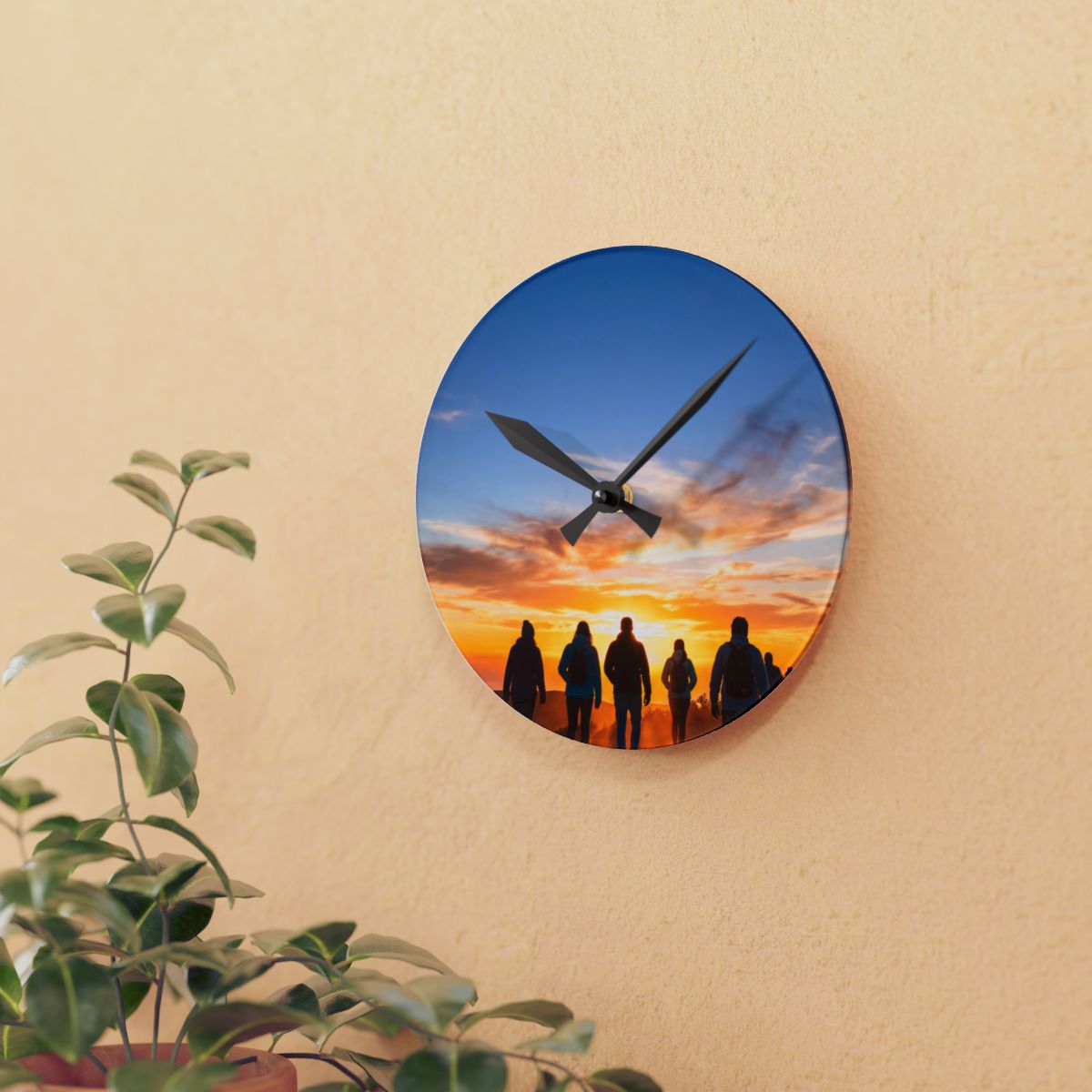 Acrylic Wall Clock - Sunset Mountain Time