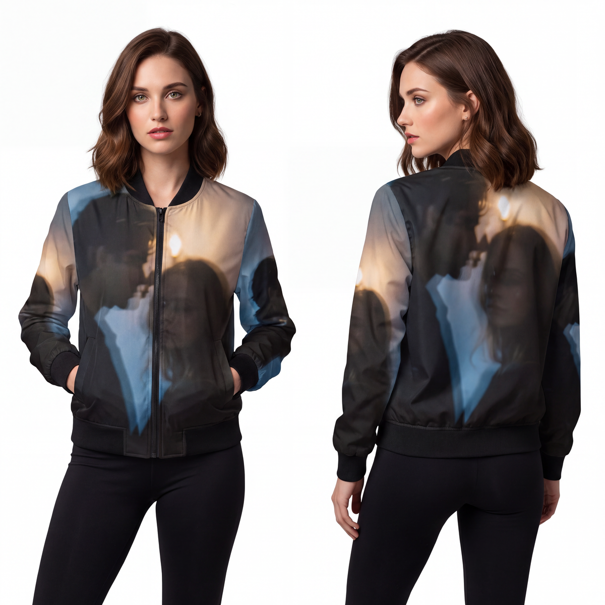 Midnight Shadow Women's Bomber - Cinematic Outerwear |...