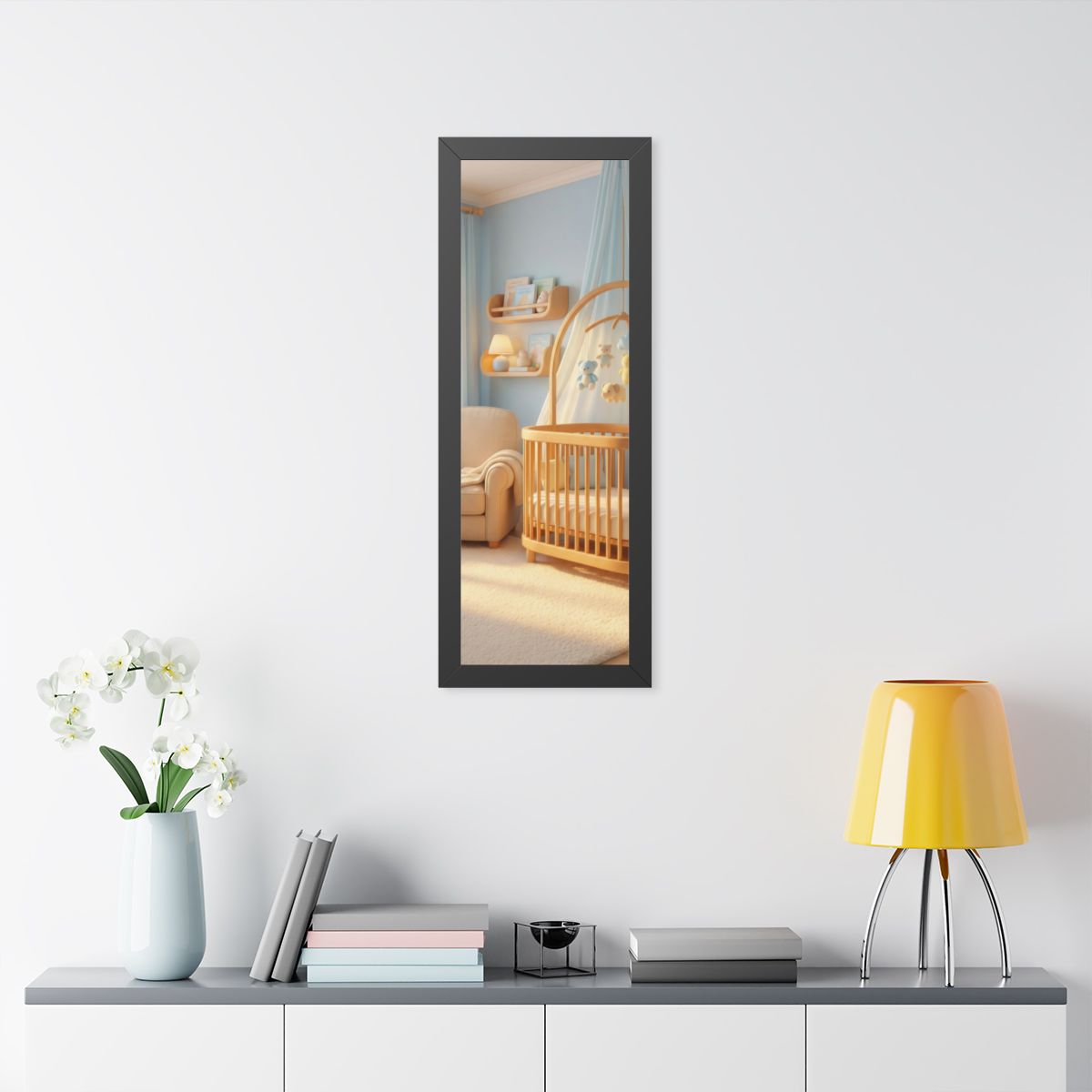 Framed Vertical Poster - Dreamy Serene Nursery Art — Black...