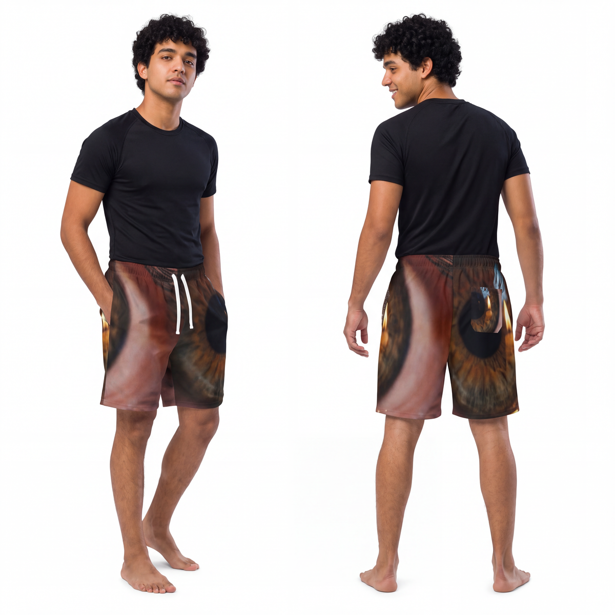 Men's Athletic Long Shorts - Amber Iris Reflection Fine Art...