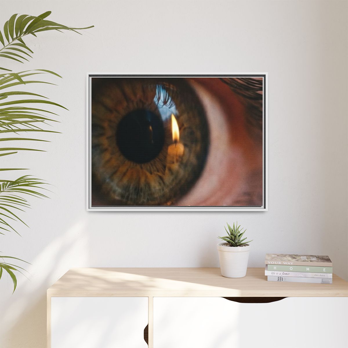 Matte Canvas, Framed - Amber Iris Reflection Fine Art Print...