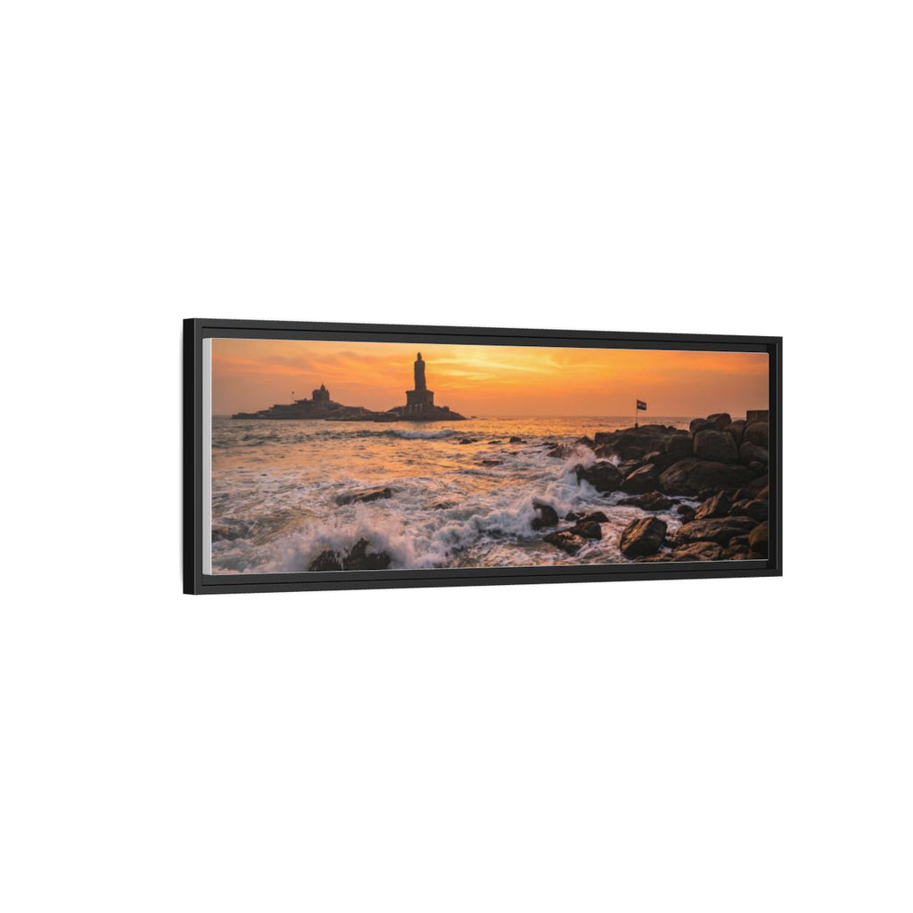 Framed Canvas - Golden Coast Dawn — Black / 1.25"