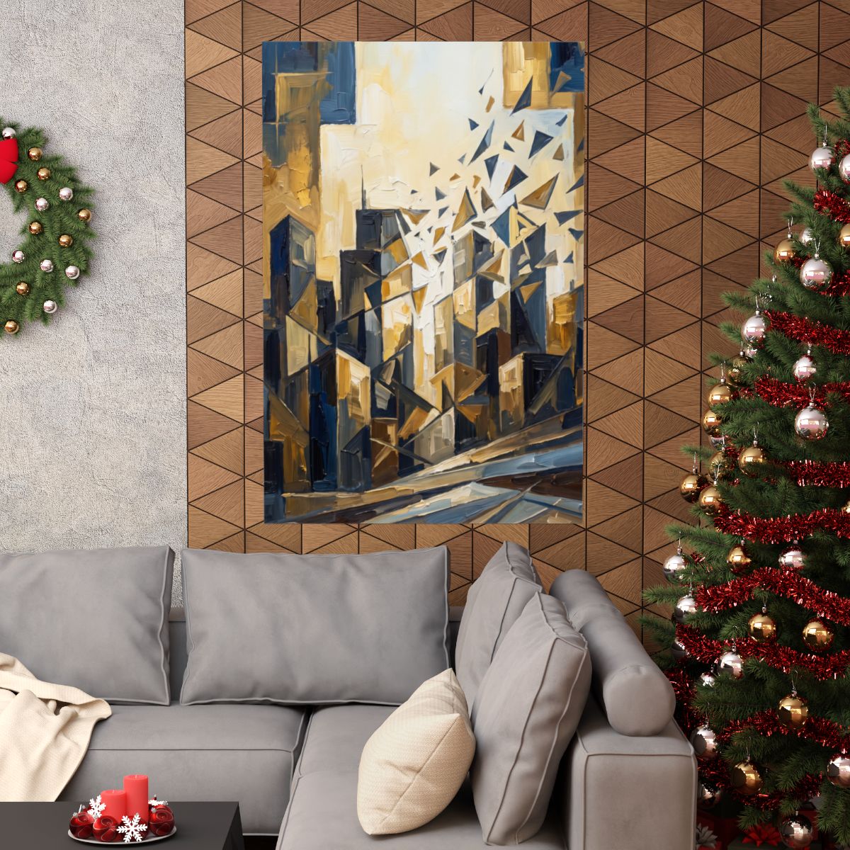 Matte Vertical Posters - Fractured Skyline Art (8×10 &... |...