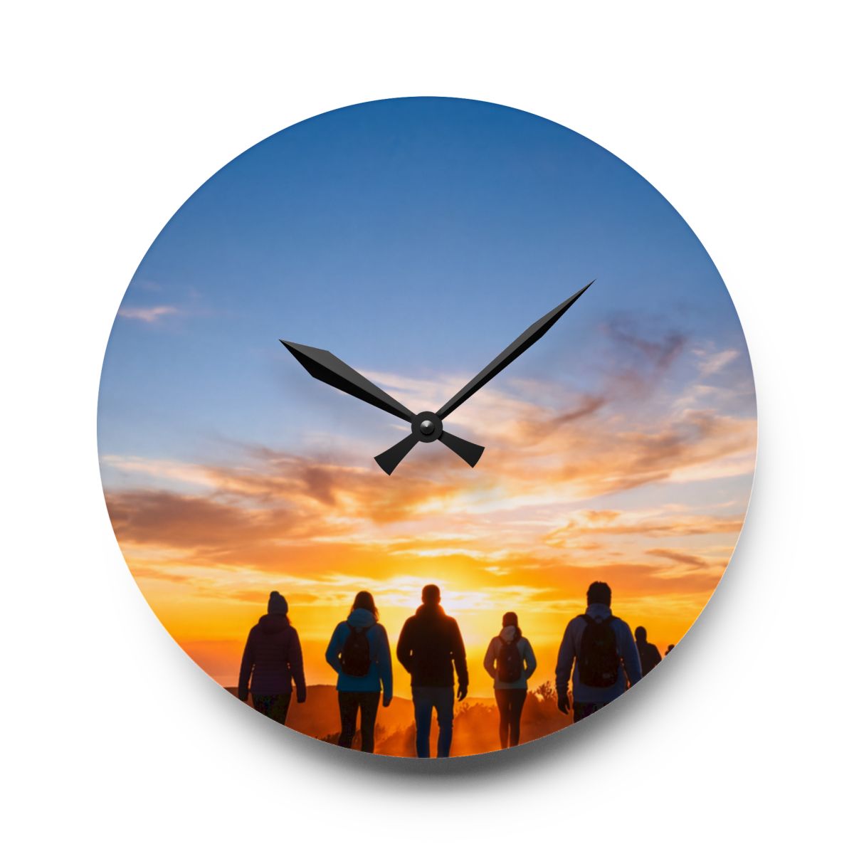 Acrylic Wall Clock - Sunset Mountain Time
