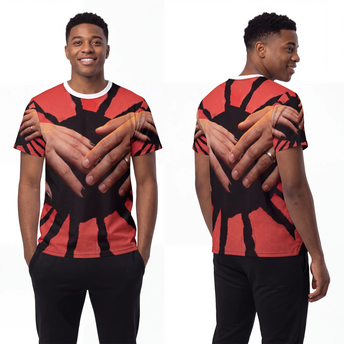 Men's Cut & Sew Tee - Crimson Solstice | Echovira Gallery