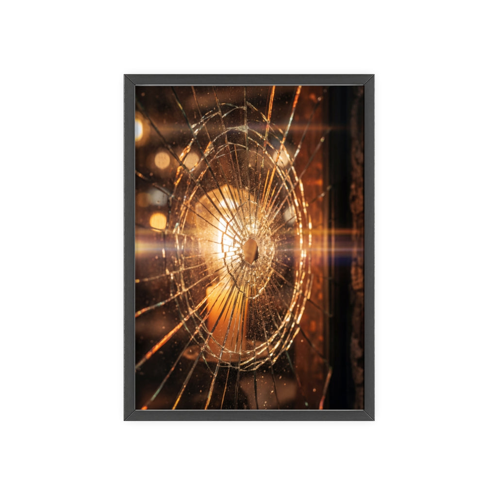 Wood Framed Poster - Cinematic Fracture — Portrait
