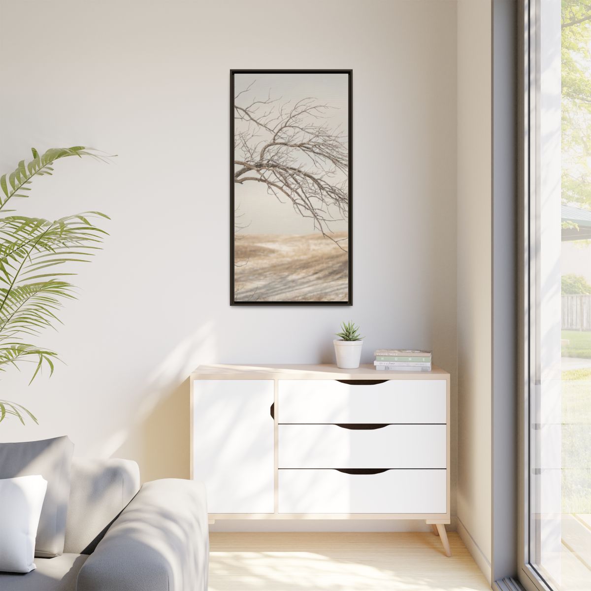 Matte Canvas, Framed - Winter Branch Solitude Landscape —......