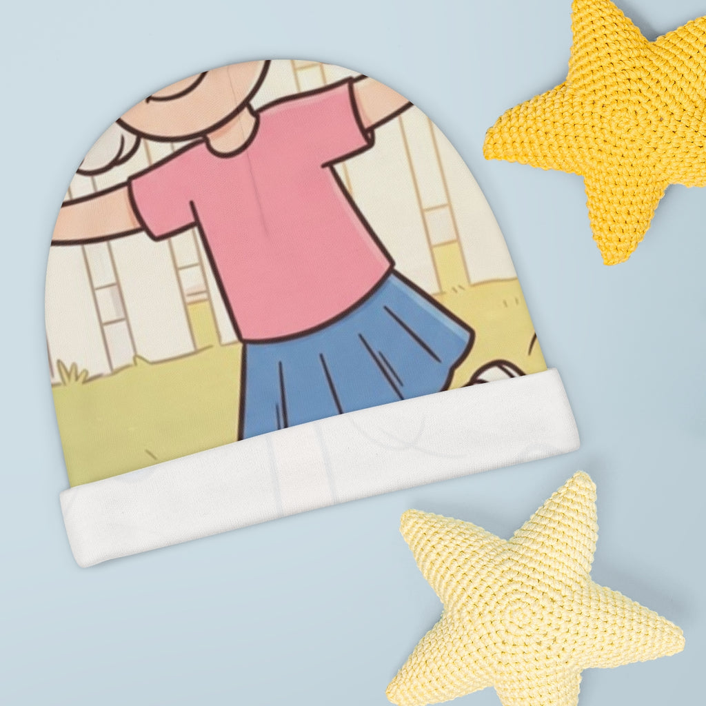 Baby Beanie - Hopscotch Joy Whimsical Playground Art |...