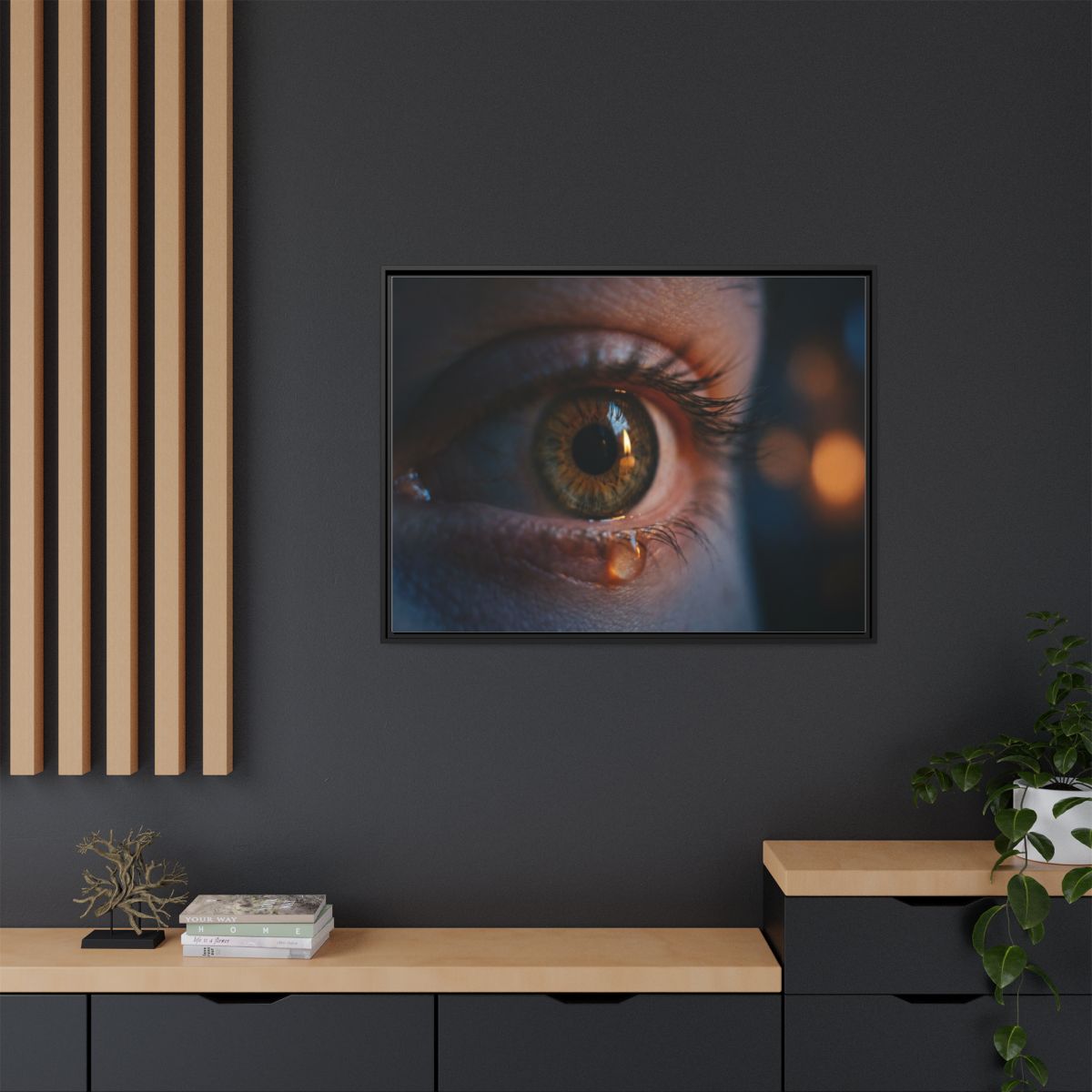 لوحة قماشية بإطار غير لامع - عين صوفية — أسود / 1.25 بوصة
