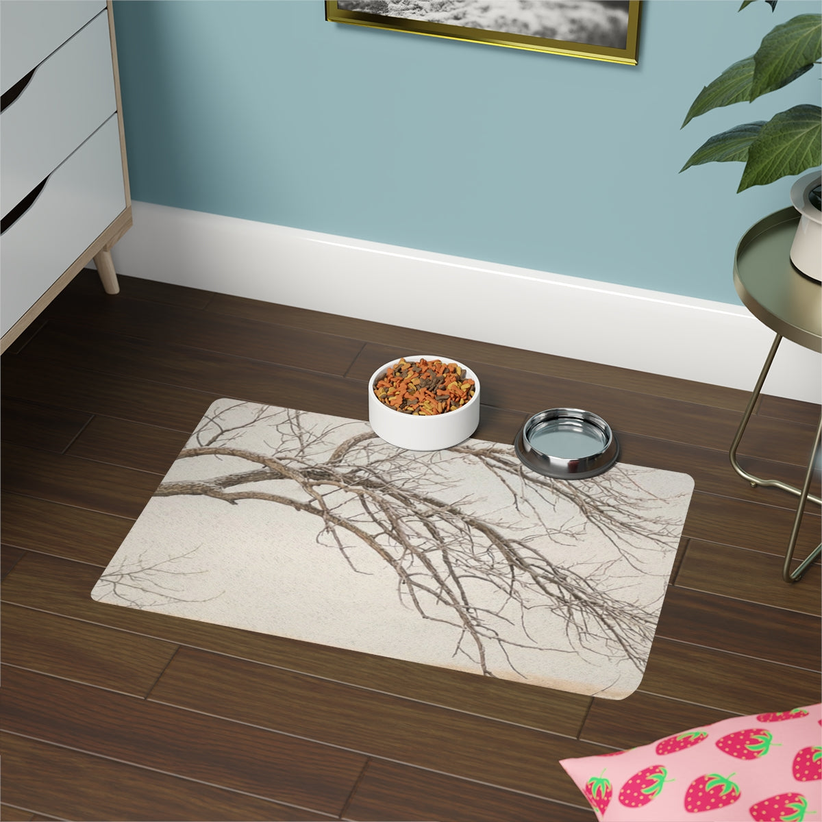 Pet Food Mat - Winter Branch Solitude Landscape | Echovira...