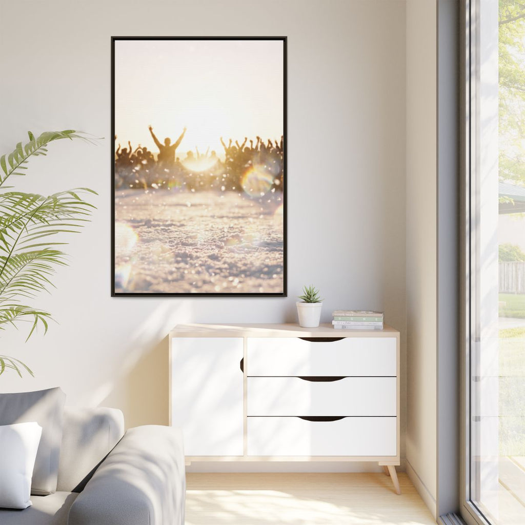 Espresso Framed Canvas Golden Hour Crowd Portrait