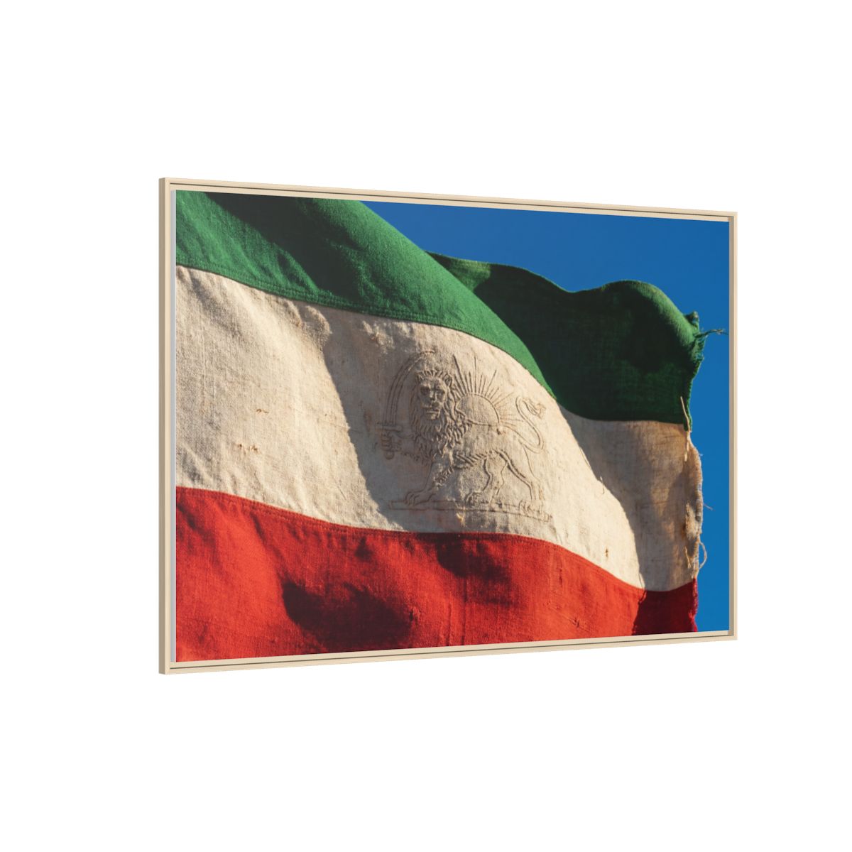 Framed Canvas Art - Distressed Flag — Natural / 1.25"