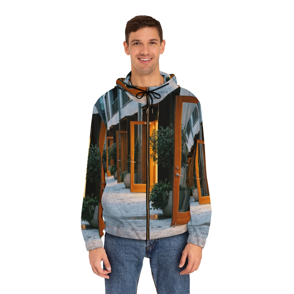 Men's Full-Zip Hoodie - Twilight Courtyard | Echovira...