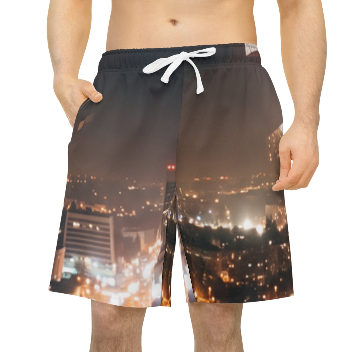 Men's Athletic Long Shorts - Midnight City lights | Echovira...