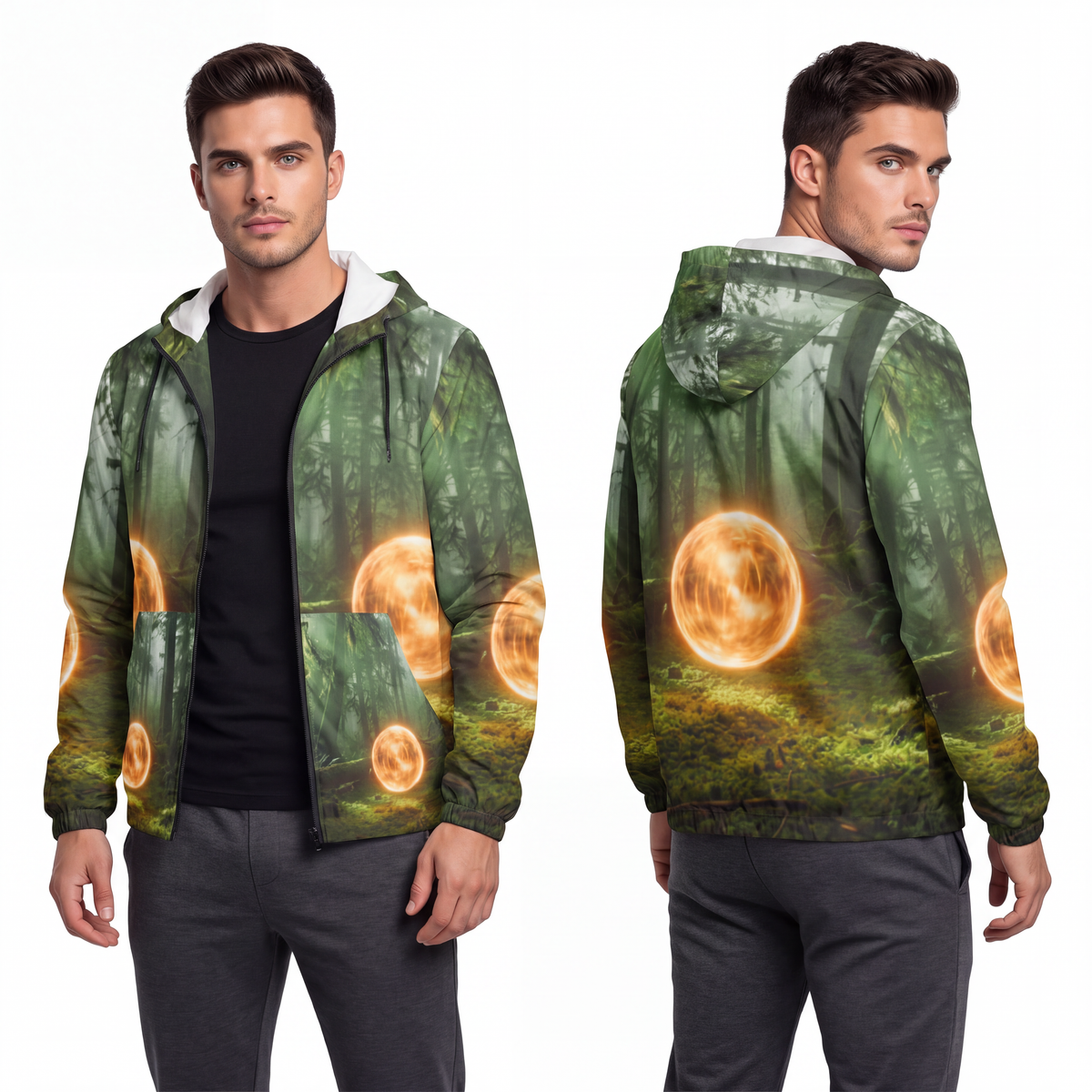 Men's Windbreaker - Mystic Forest | Echovira Gallery