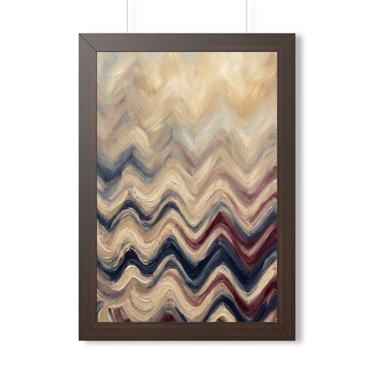 Framed Vertical Poster - Earth Chevron Wave — Walnut (11×14...