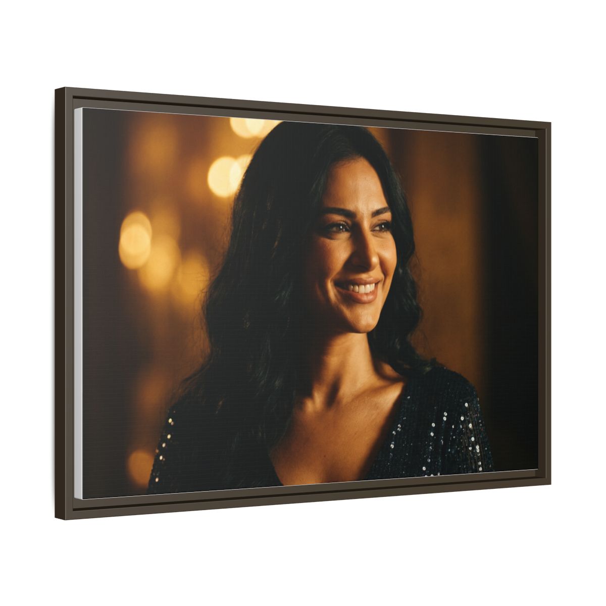 Framed Canvas Art - Golden Glamour — Espresso / 1.25"