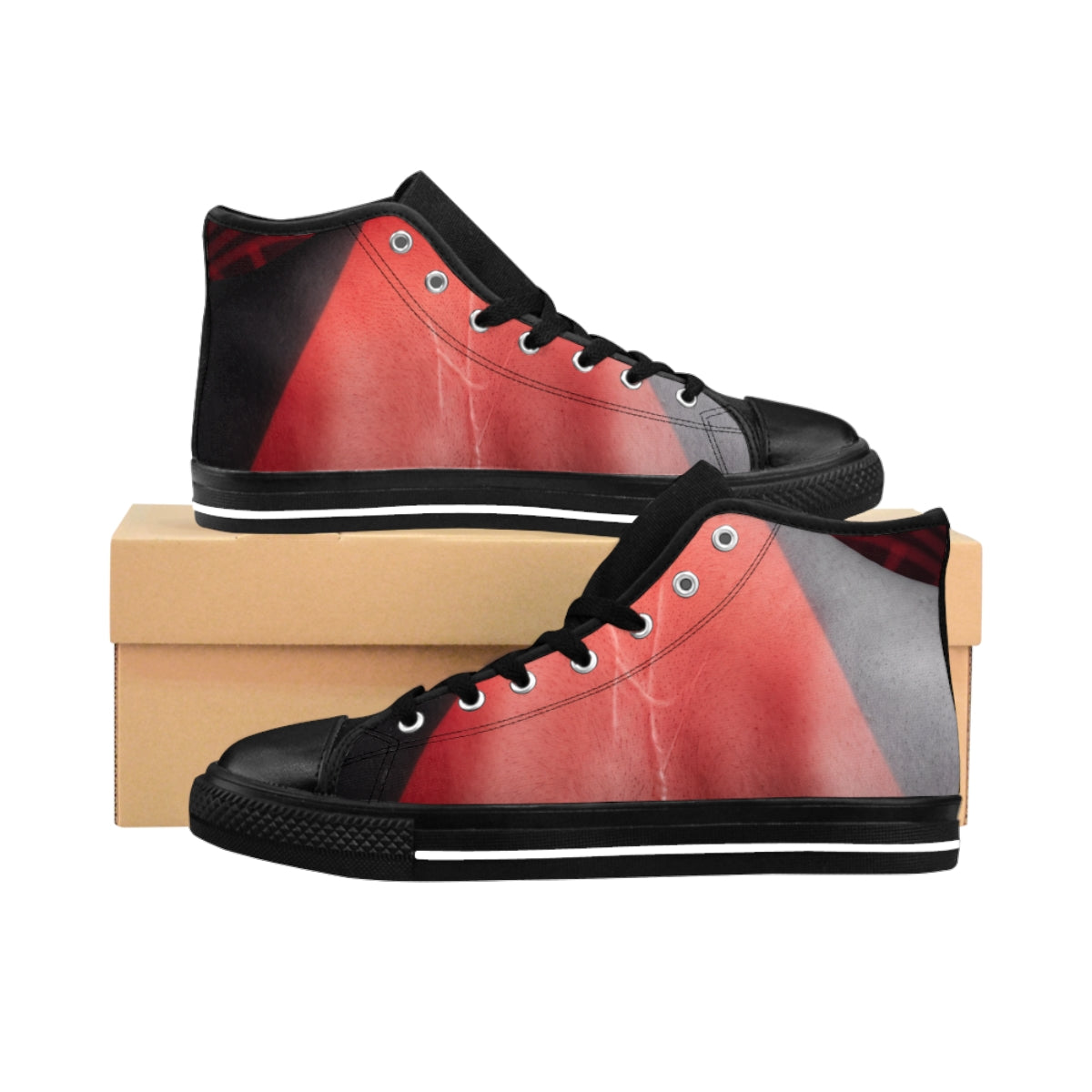 Women's Classic Sneakers with Crimson Silhouette Art