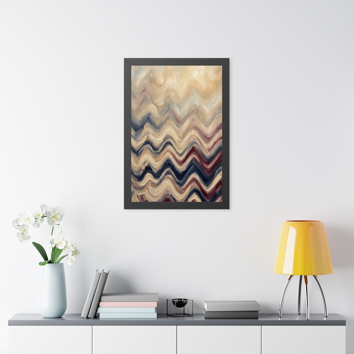 Framed Vertical Poster - Earth Chevron Wave — Black (11×14...