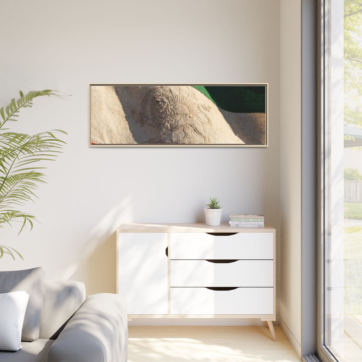 Matte Canvas, Framed - Vintage Persian Lion and Sun Heritage...