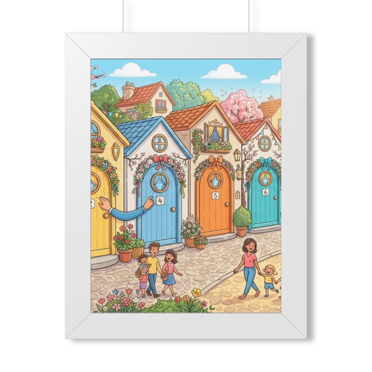 Framed Vertical Poster - Storybook Lane Gateway — White... |...
