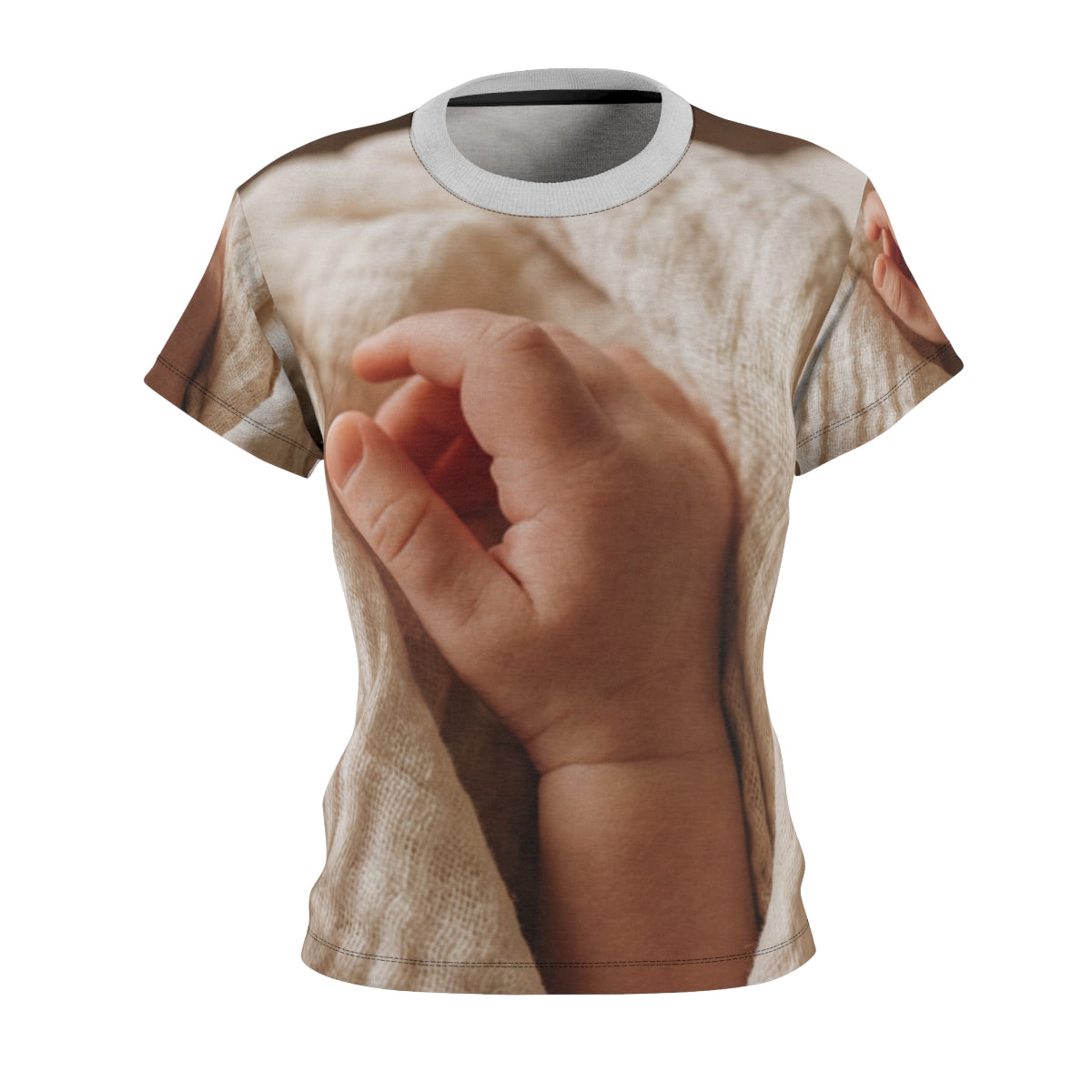 Women's Cut & Sew Tee - Tender Newborn Hand in Soft Muslin...
