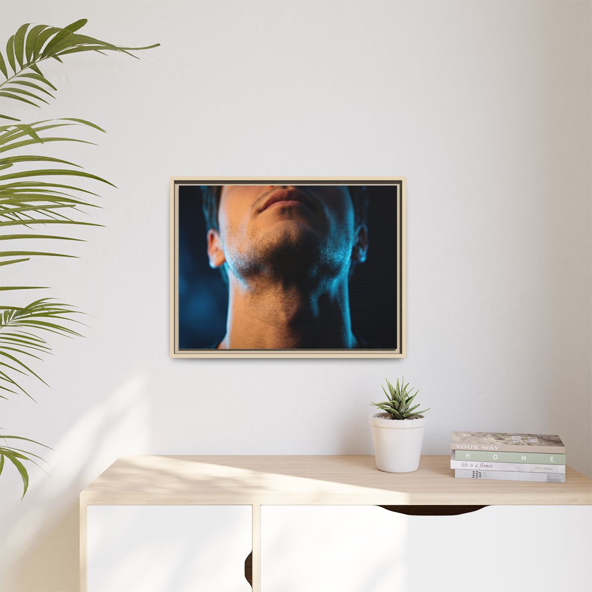 Matte Canvas, Framed - Neon Shadows Cinematic Portrait Art...