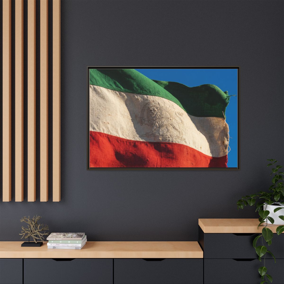 Framed Canvas Art - Distressed Flag — Espresso / 1.25"