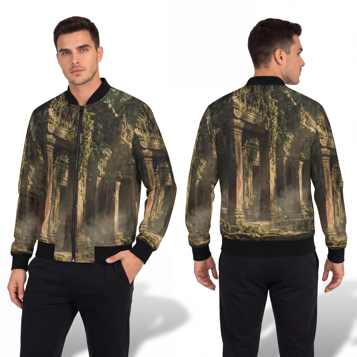 Men's Bomber Jacket - Mystic Sanctuary | Echovira Gallery