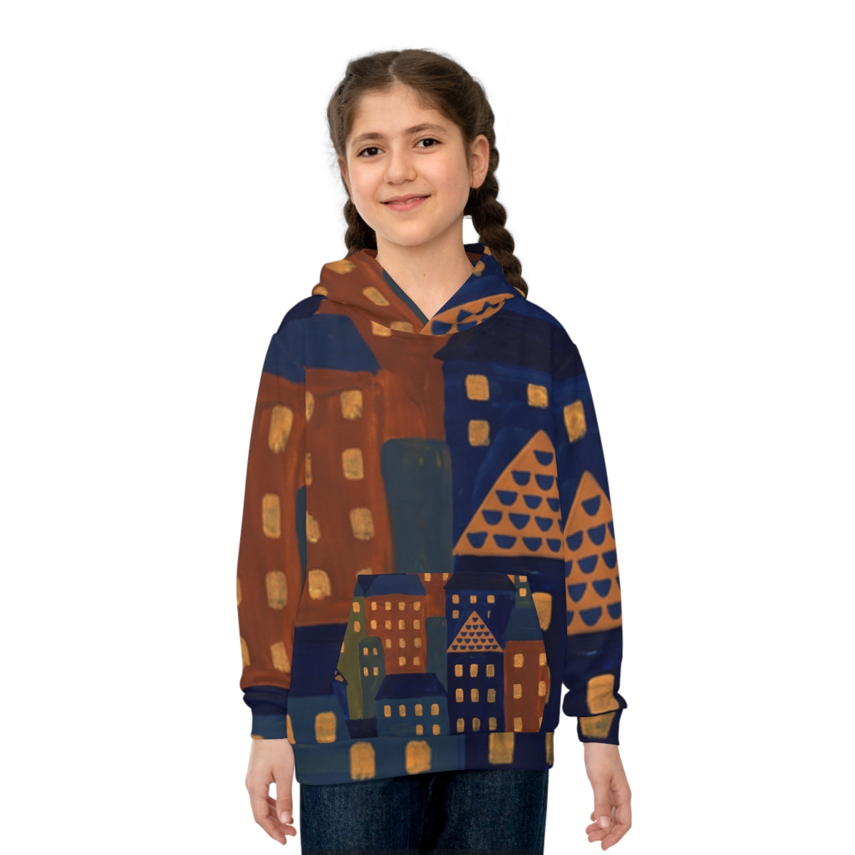 Children's Hoodie Moonlit Village Art