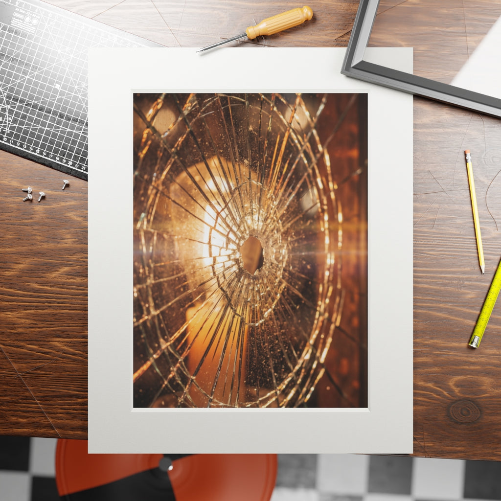 Fine Art Prints - Golden Fractures Shattered Glass Art —......