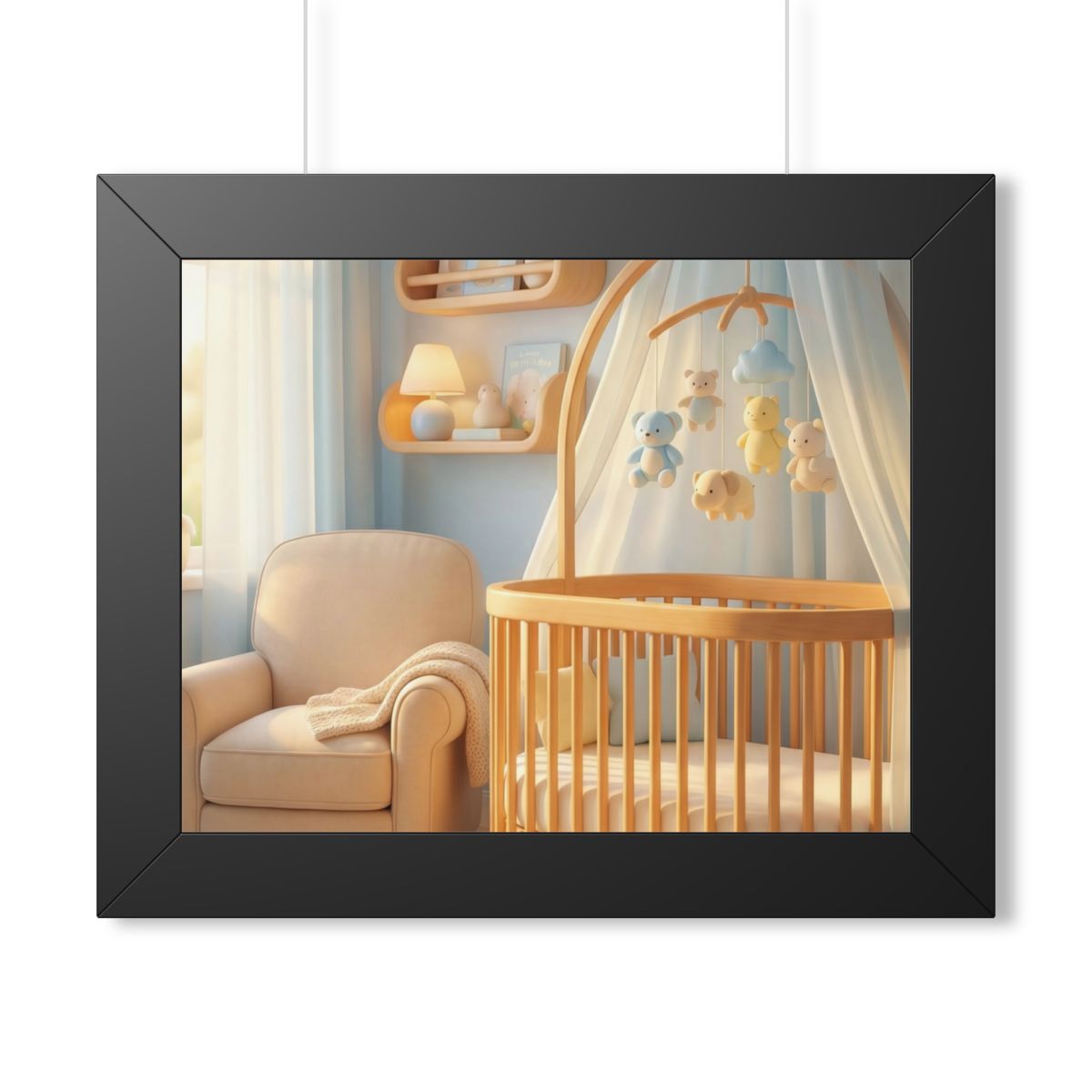 Framed Horizontal Poster - Dreamy Serene Nursery Art — Black...