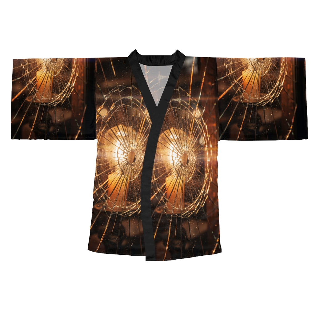 Long Sleeve Kimono Robe - Fractured Light Shattered Glass......