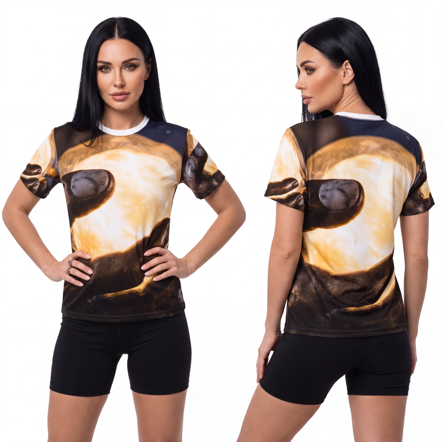Unisex Cut & Sew Tee - Celestial Orb Bronzed Palm