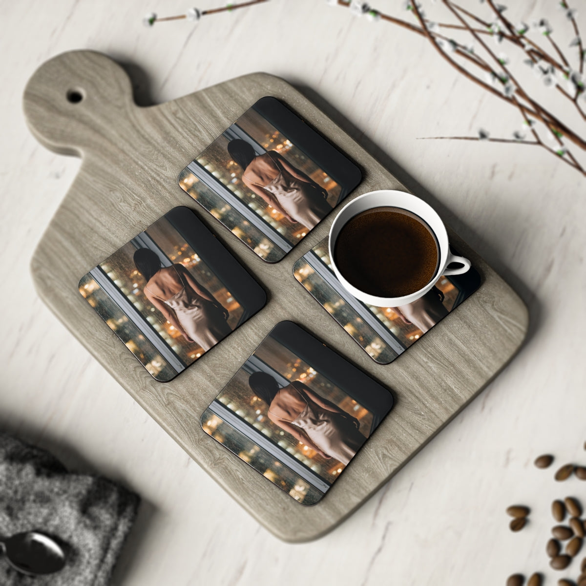 Drink Coasters - Rainy Night Ambience