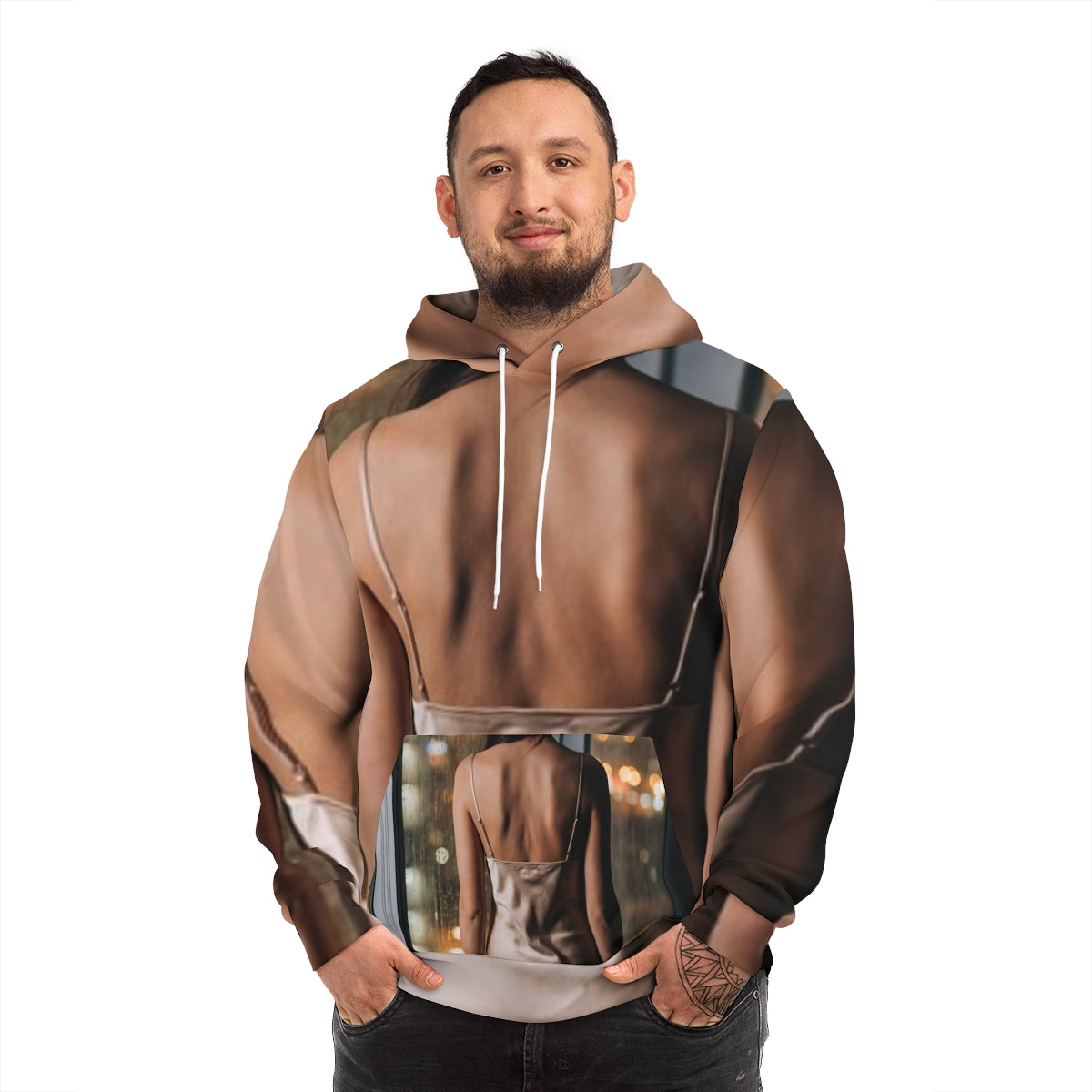 Men's Fashion Hoodie - Rainy City Lights | Echovira Gallery