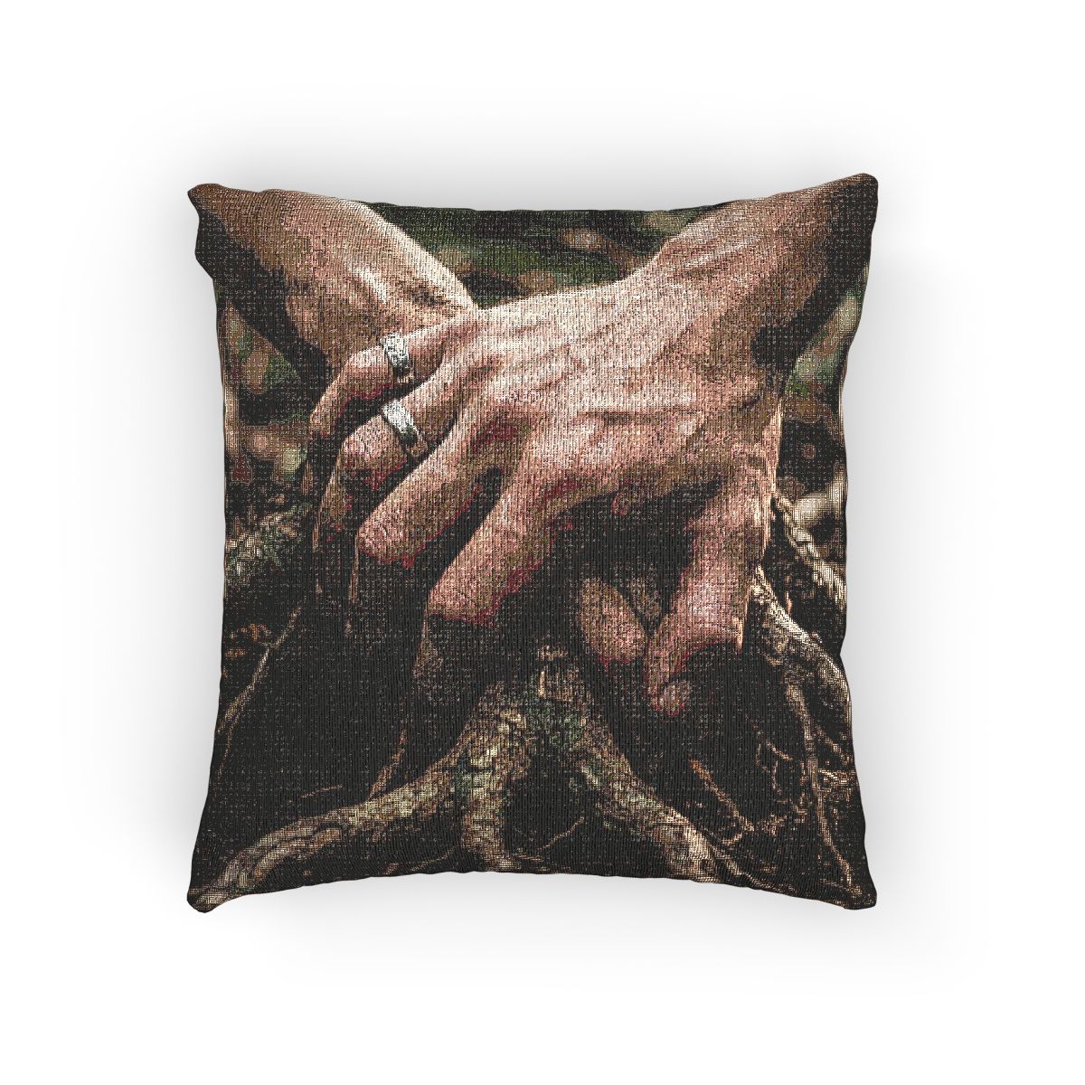 Forest Roots and Hands Woven Pillow