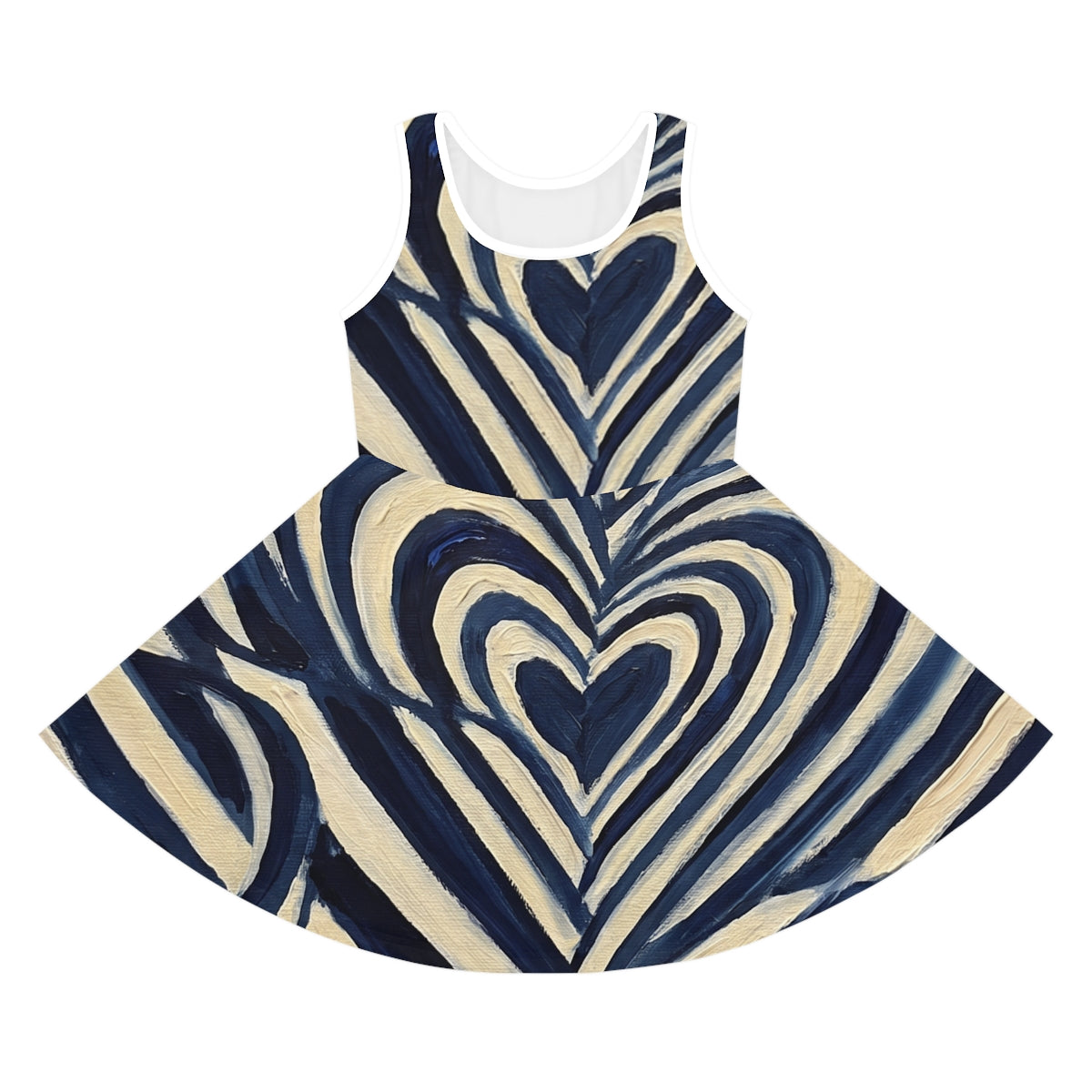 Robe d'été sans manches fille avec cœur op art ondulé