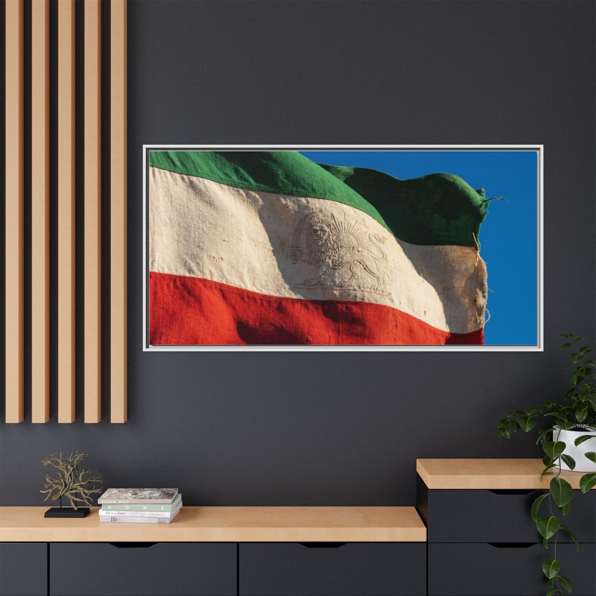 Framed Canvas Art - Distressed Flag — White / 1.25"