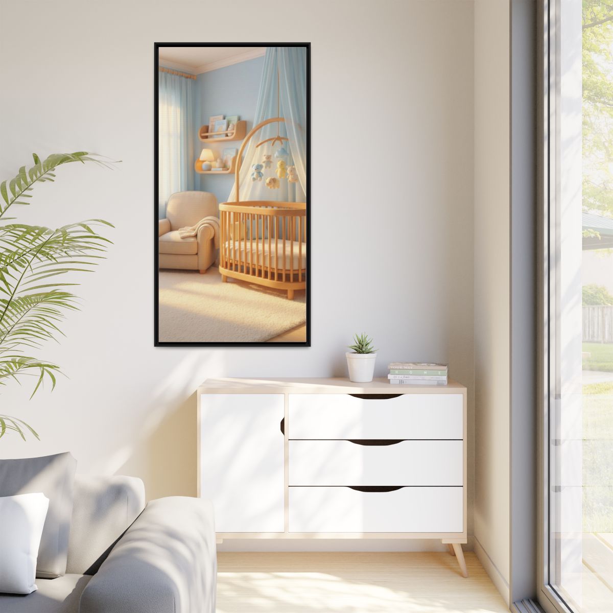 Matte Canvas, Framed - Dreamy Serene Nursery Art — Black /...