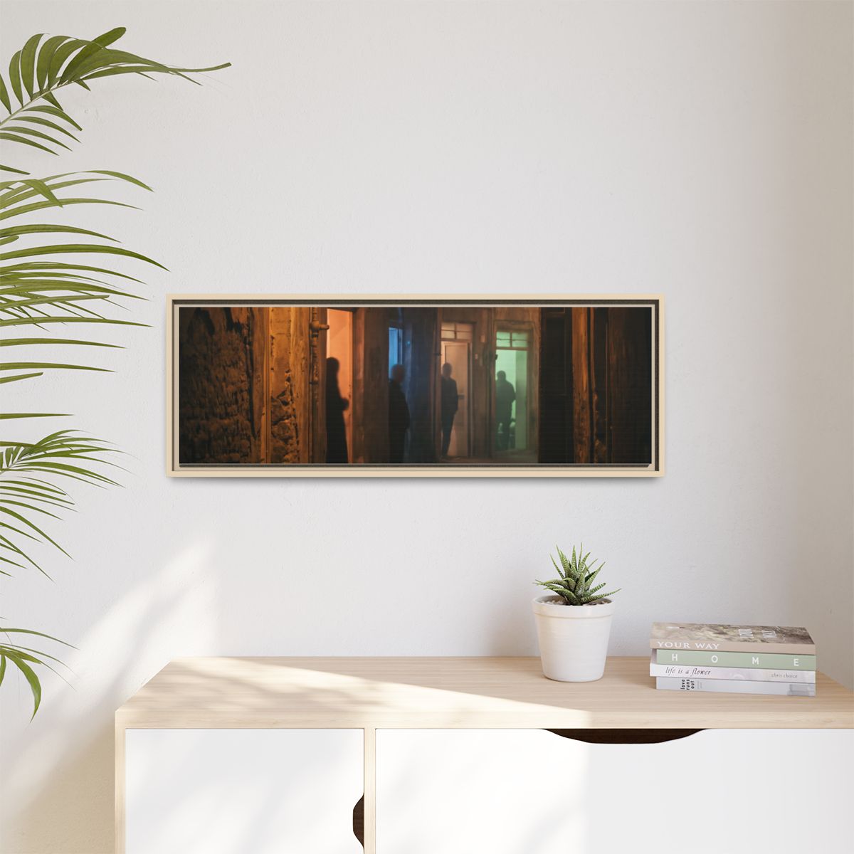 Matte Canvas, Framed - Shadowed Alleyway Mystery Art Print...
