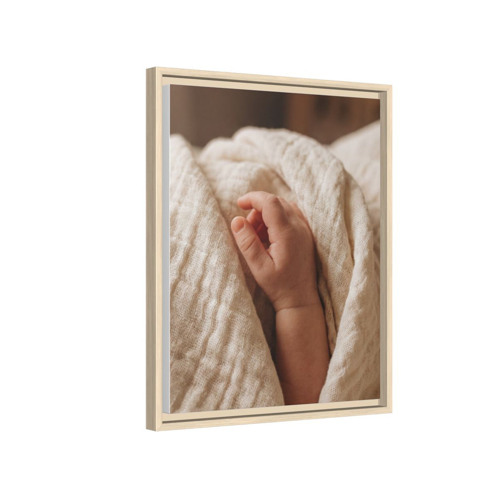 Framed Matte Canvas - Tender Newborn Hand (8×10, 9×12, 11×14, 12×16, 10×20, 12×18, 16×20, 16×24, 12×36, 18×24, 20×24, 16×32, 20×30, 24×30, 16×48, 24×32, 24×36, 24×48, 20×60, 30×40, 32×48, 30×60 & 40×60)