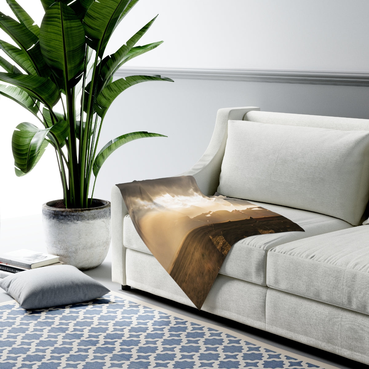 Baby Swaddle Blanket with Golden Landscape Art