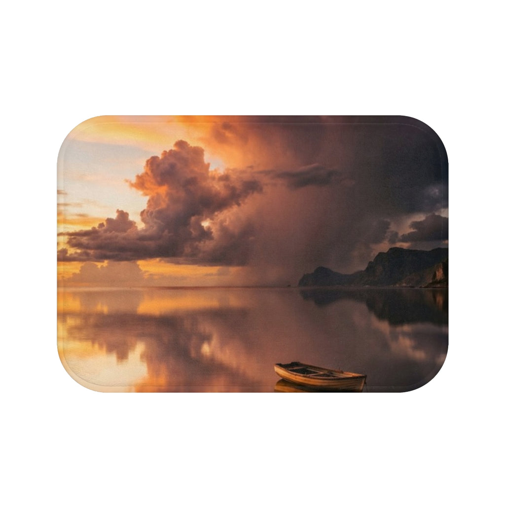 Bath Mat - Golden Hour Sunset Reflection | Echovira Gallery