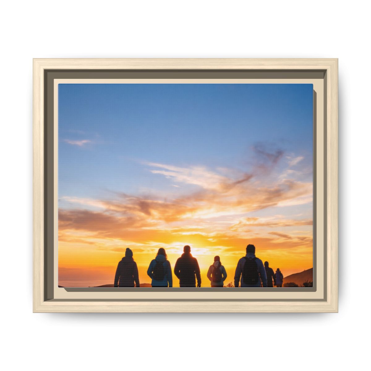 Framed Canvas - Sunset Silhouette — Natural / 1.25"