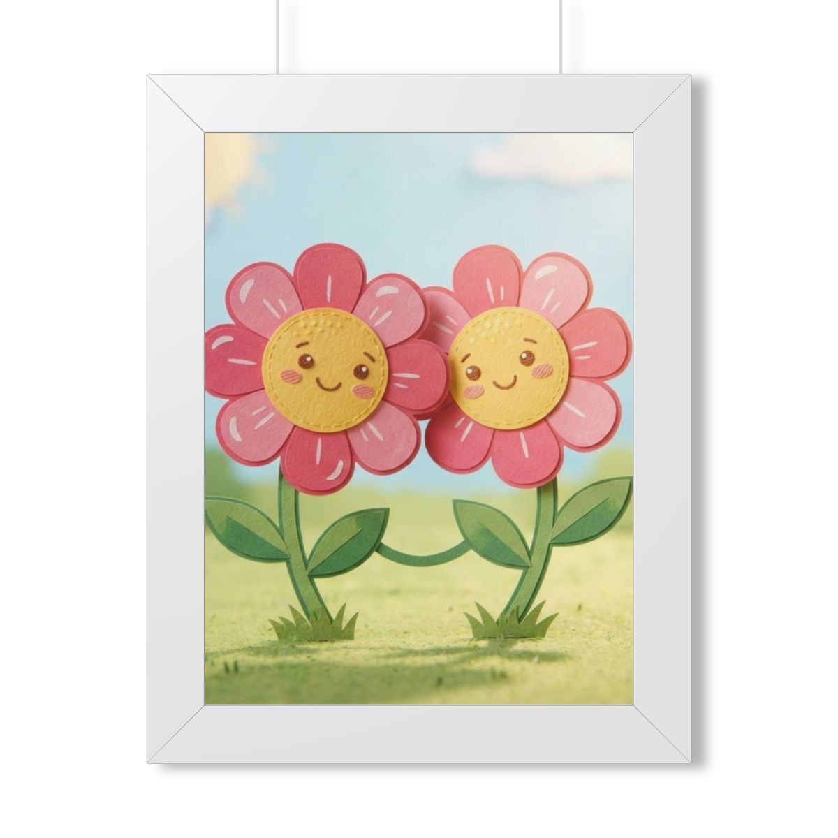 Framed Vertical Poster - Blooming Friends Papercraft Floral...