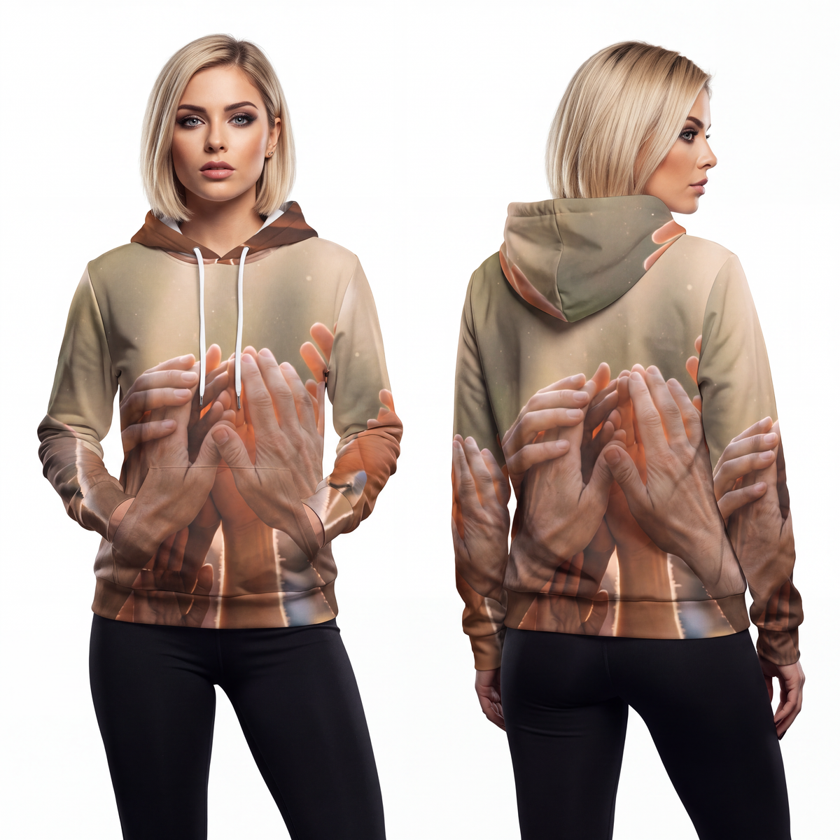 Fashion Hoodie - Golden Rays of Unity Wall Art | Echovira...