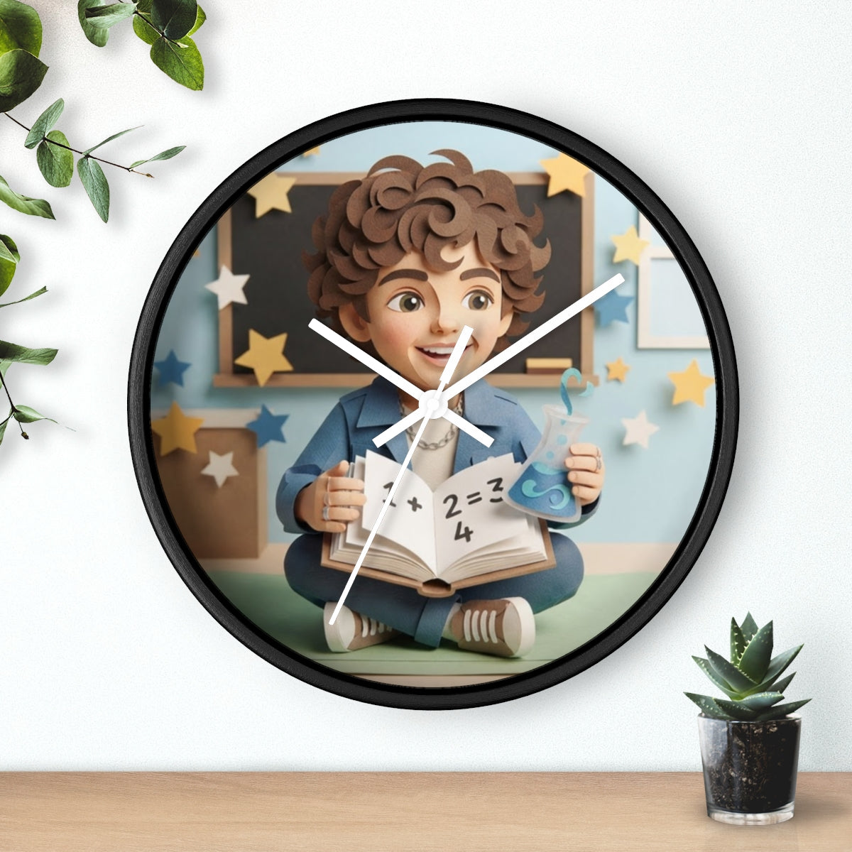 Wall Clock - Papercraft Scholar Little Boy Art | Echovira...
